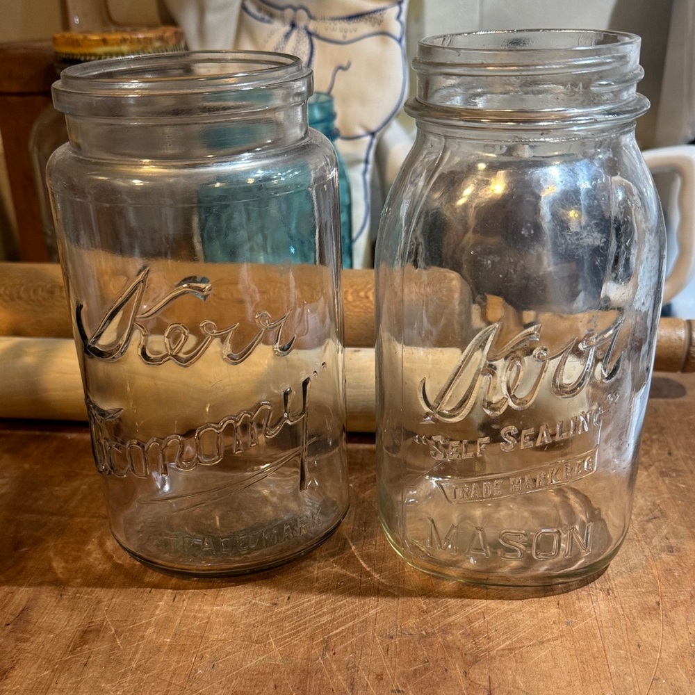 Clear Kerr Glass Mason Jars - Set of 2